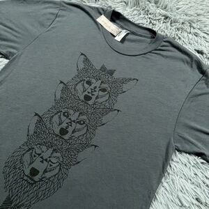 American Apparel Shirt Small Gray The 50/50 Bark Three Wolves Pullover Tee Mens
